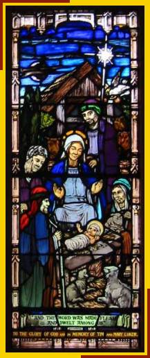 Nativity window dedicated to Tim & Mary Luker