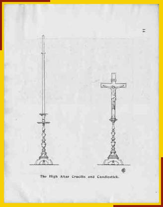 The High Altar Crucifix and Candlestick. (Drawing by Ernest Charles Shearman, Architect)