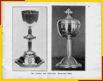 The Chalice and Ciborium - Memorial Gifts.
