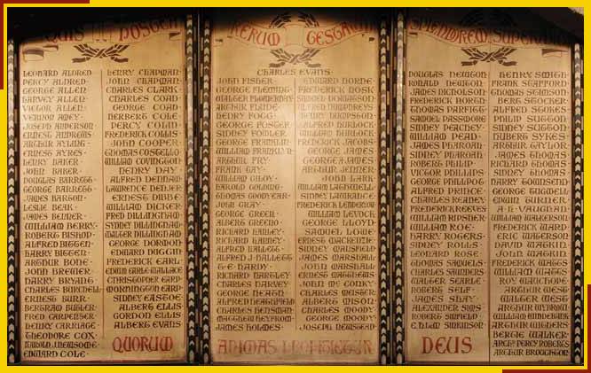 War Memorial board in the south porch.